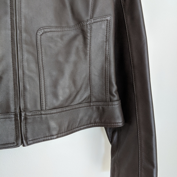 Danier Leather Bomber Jacket in Chocolate Brown - Picture 5 of 8